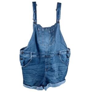 WallFlower Denim Shortalls Women's Size 2X Blue Jean Overalls Adjustable Straps